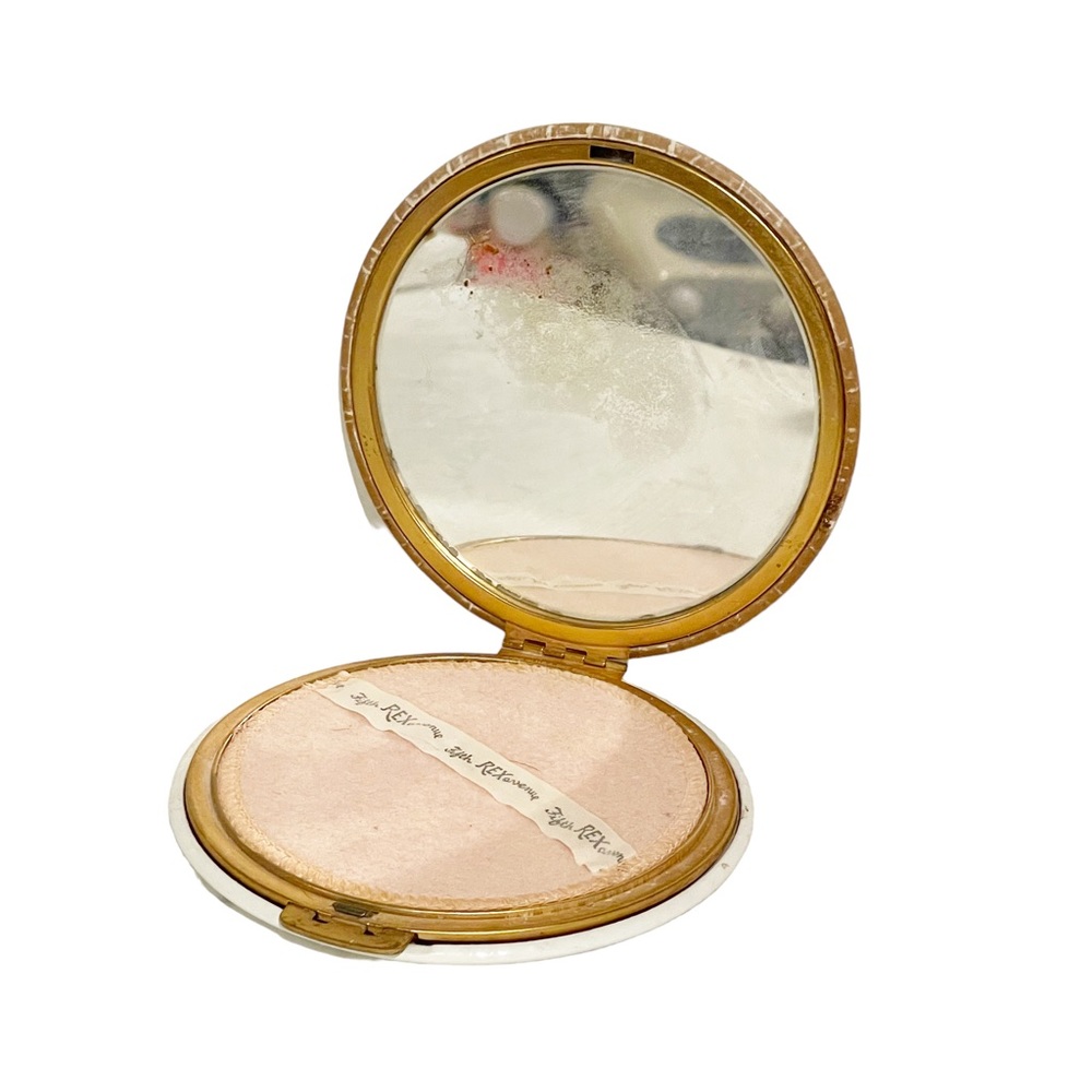 Rex Fifth Avenue Large Vintage Face‎ Powder Compact with Mirror Pansies